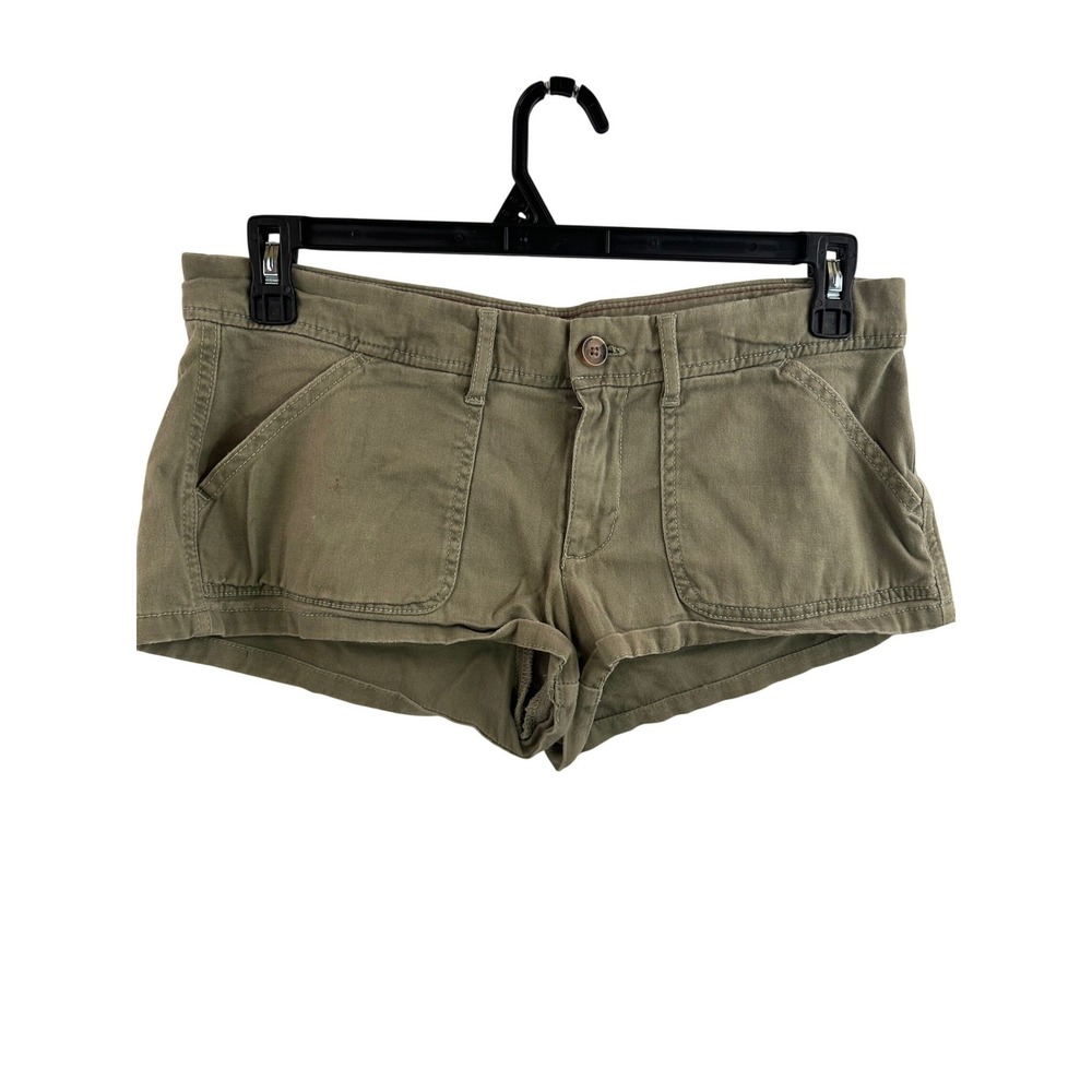 Hollister micro Shorts 7 Olive Green Low Rise Cotton Blend Womens